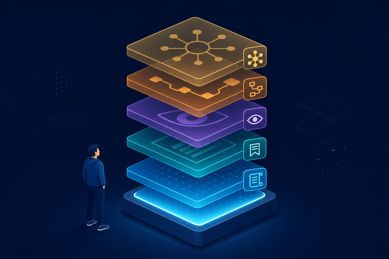 My Cursor workflow: five-layer personal harness stack on a glowing base platform